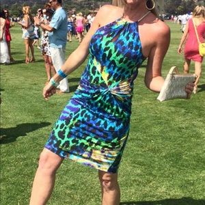 Cache form fitting halter dress Size S